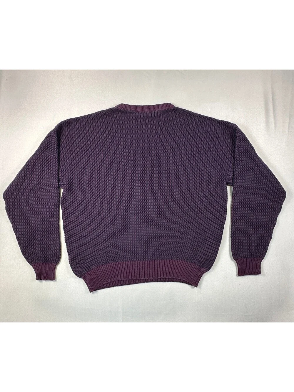 Vintage Claiborne 100% Cotton Chunky Knit Sweater Men's Medium Purple Made in US